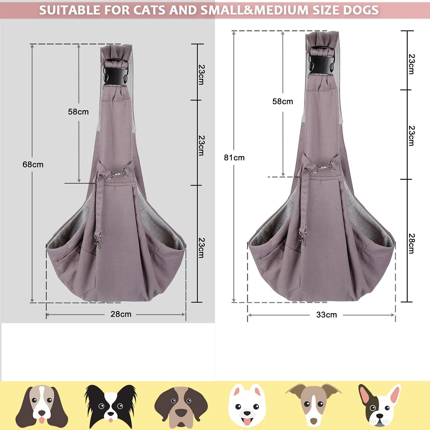 AGPTEK Pet Sling Carrier, Ownpets Pet Sling Carrier Bag Fit Medium Size Cats&Dogs Maximum Load 10 kg, Comfortable, Adjustable, Perfect for Daily Walk, Outdoor Activity and Weekend Adventure…