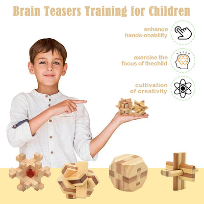 Surplex 12 Pcs 3D Wooden Brain Teaser Puzzle Set – Interlocking Logic IQ Challenge Games, Mind-Bending Assembly & Disentanglement Puzzles for Adults, Teens & Kids – Fun Educational Toy & Gift Idea