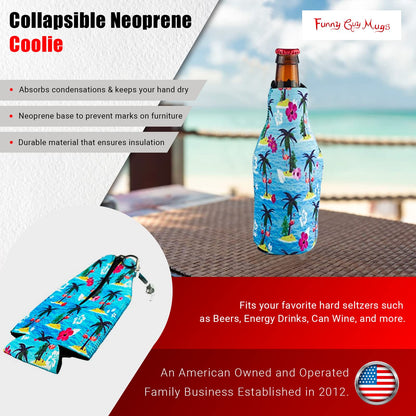 Funny Guy Mugs Flamingo Collapsible Neoprene Bottle Coolie - Drink Cooler