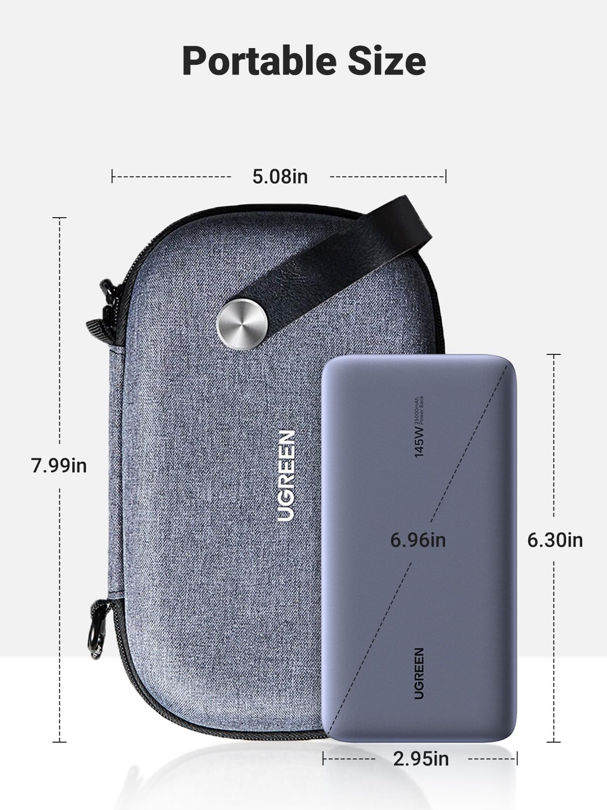 UGREEN Travel Accessories Bag, Portable Cable Organiser Travel Electronics Organiser Small Gadget Cable Bag Pouch, Hard Case for Charger Adapter Power Bank Hard Drive(Grey)
