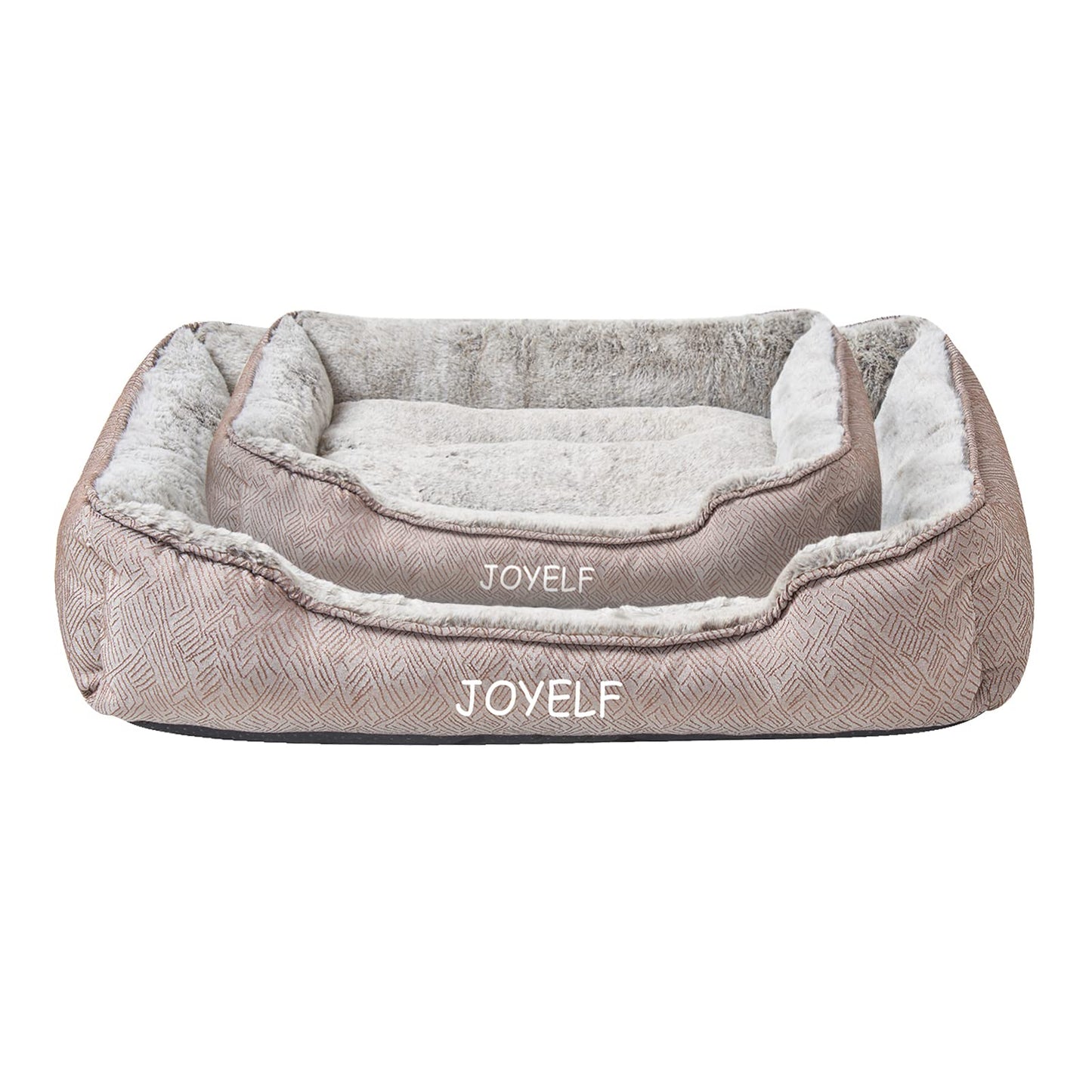 JOYELF Dog Bed Washable Calming Pet Bed, Anti Anxiety Cat Bed & Sofa, Cute Plush Pet Bed for Small Dog and Cat - Small Rectangle