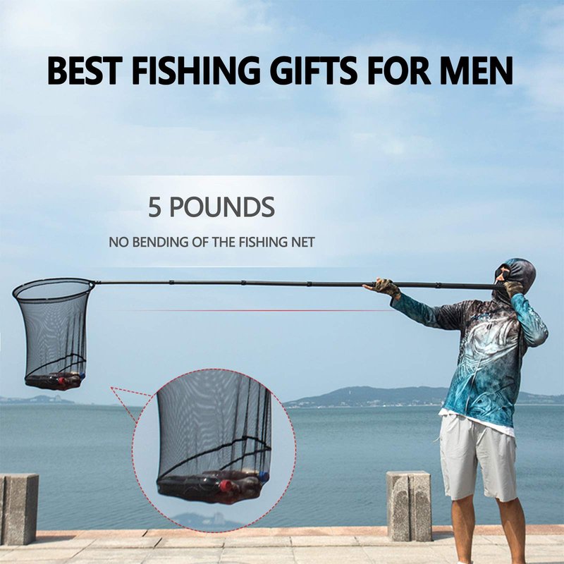 9ft/11.15ft Extra Long Fishing Net with Telescoping Handle, Carbon Fiber Extendable Landing Net, Dip Net for Fishing, Crab nets for Crabbing, Rubber Coated Netting, Holds up to 20lbs