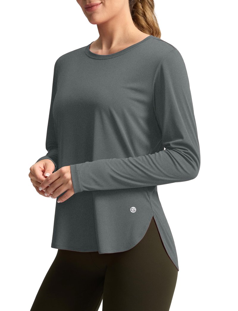 Women's Sun Shirts UPF 50+ Long Sleeve UV Protection Shirt Lightweight Quick Dry Workout Hiking Tops for Women(Heather Grey,M)