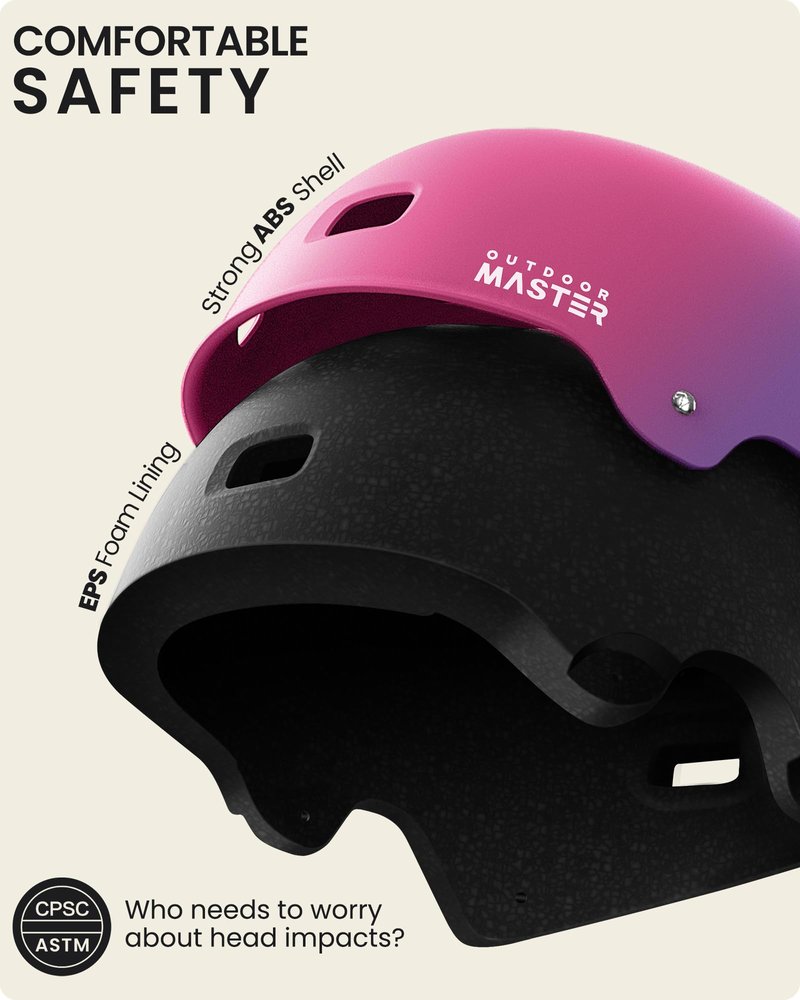 OutdoorMaster Skateboard Cycling Helmet - Two Removable Liners Ventilation Multi-Sport Scooter Roller Skate Inline Skating for Kids, Youth & Adults - XS - Sorbet