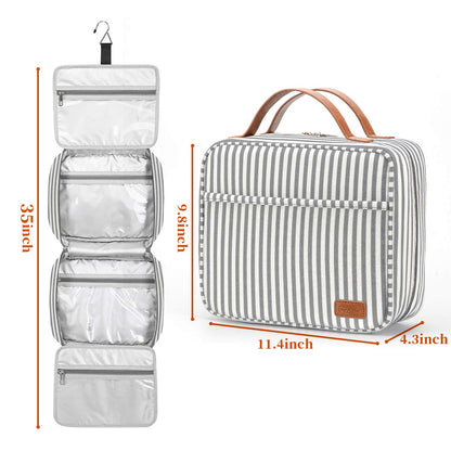 Hanging Travel Toiletry Bag, Large Capacity Wash Bag Waterproof Cosmetic Bag Makeup Organizer with 4 Compartments & 1 Sturdy Hook for Women/Men