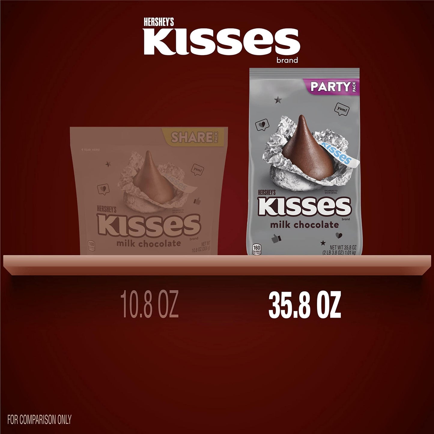 HERSHEY'S KISSES Milk Chocolate Candy Party Pack, Halloween Candy, 35.8 oz