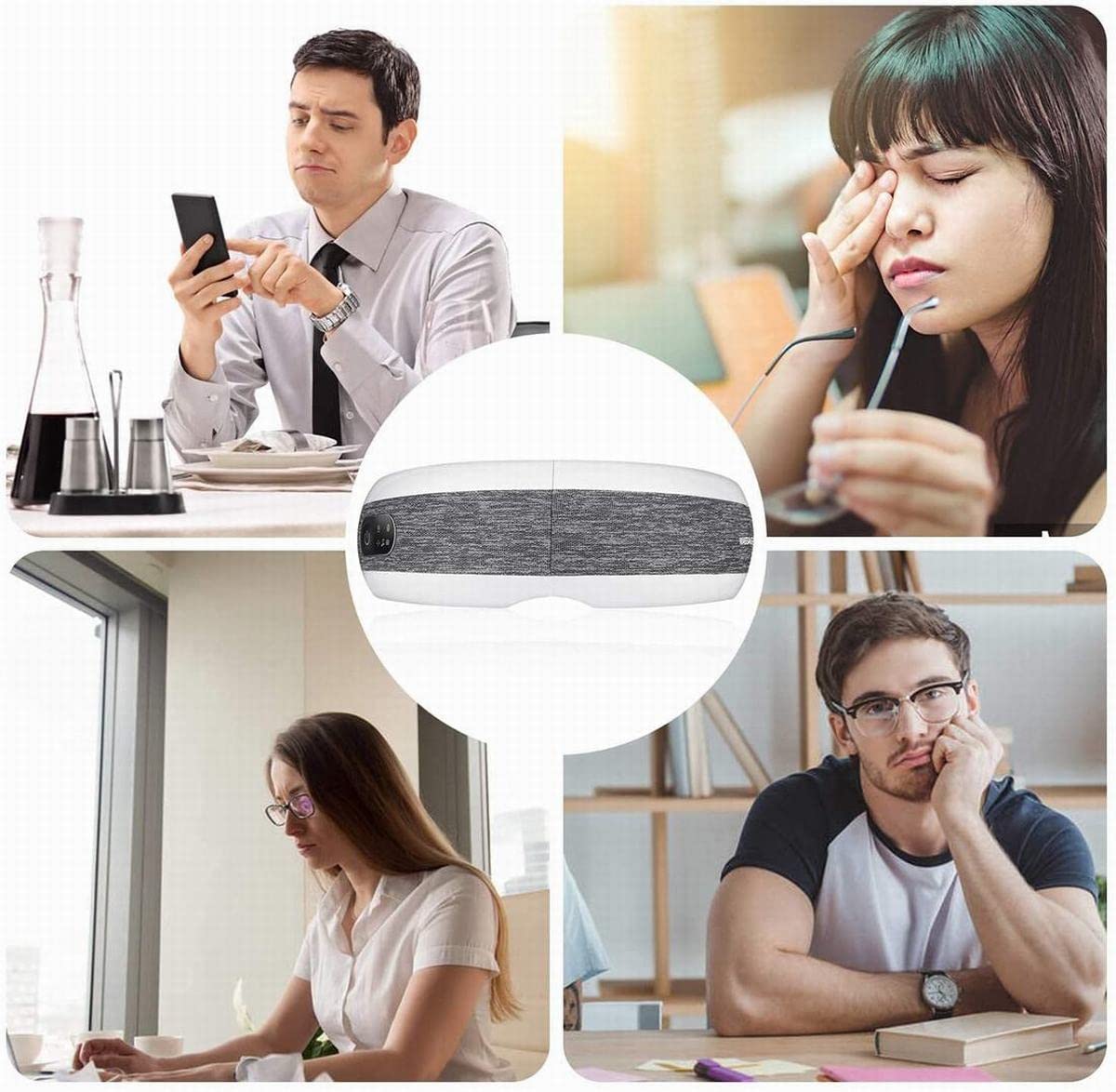 Fronnor Eye Massager with Heat for Relief,Heated Eye Mask with Music Eye Care Device for Eye Strain,Great Gift Idea