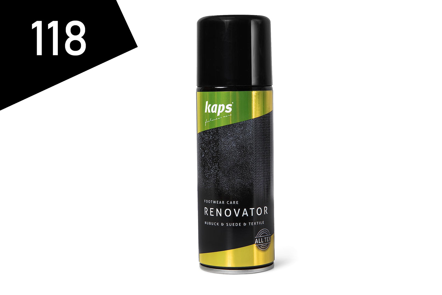 Kaps Renovator, Shoe Spray for Nubuck and Suede, Shoe Care Product for Reviving and Redyeing Nubuck, Suede and Fabric Shoes, 200 ml (118 - Black)