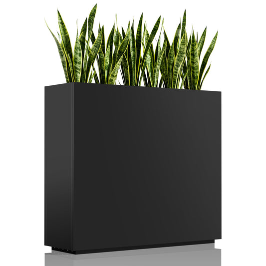 WORTH 36" Large Metal Planter Box, Outdoor Long Rectangular Tall Planter with Insert Shelf & Drainage Holes, Matte Black Standing Plants Box for Patio, Garden, Balcony, 36"Lx11"Wx32"H, Easy to Install