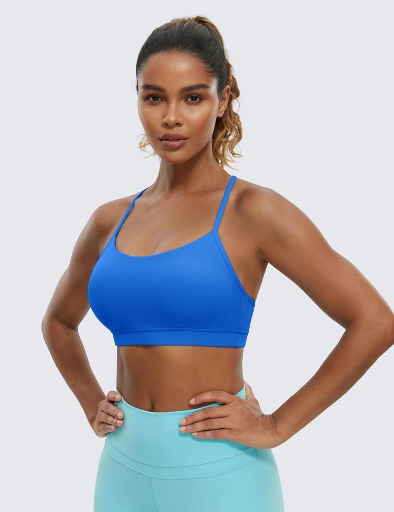CRZ YOGA Y Back Sports Bra for Women - Padded Racerback Low Impact Yoga Top | Soft Butterluxe Fabric