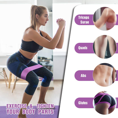 Fabric Resistance Bands Set for Legs and Butt, Non-Slip Stretch Fitness Exercise Workout Loop Booty Hip Band for Women at Home or Gym - Green, Pink, Purple