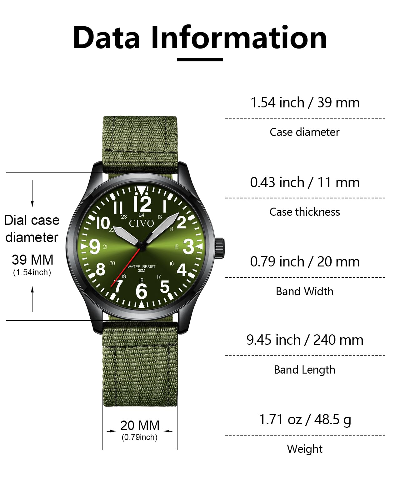 CIVO Military Watch for Men Waterproof: Analog Mens Watches Classic- Field Wrist Watches for Man