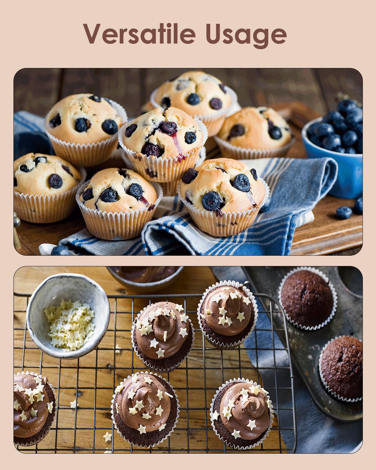 Bake Choice 200pcs Standard Black cupcake liners for baking,food grade cupcake wrappers,greaseproof parchment muffin liners for martin luther king jr day decorations