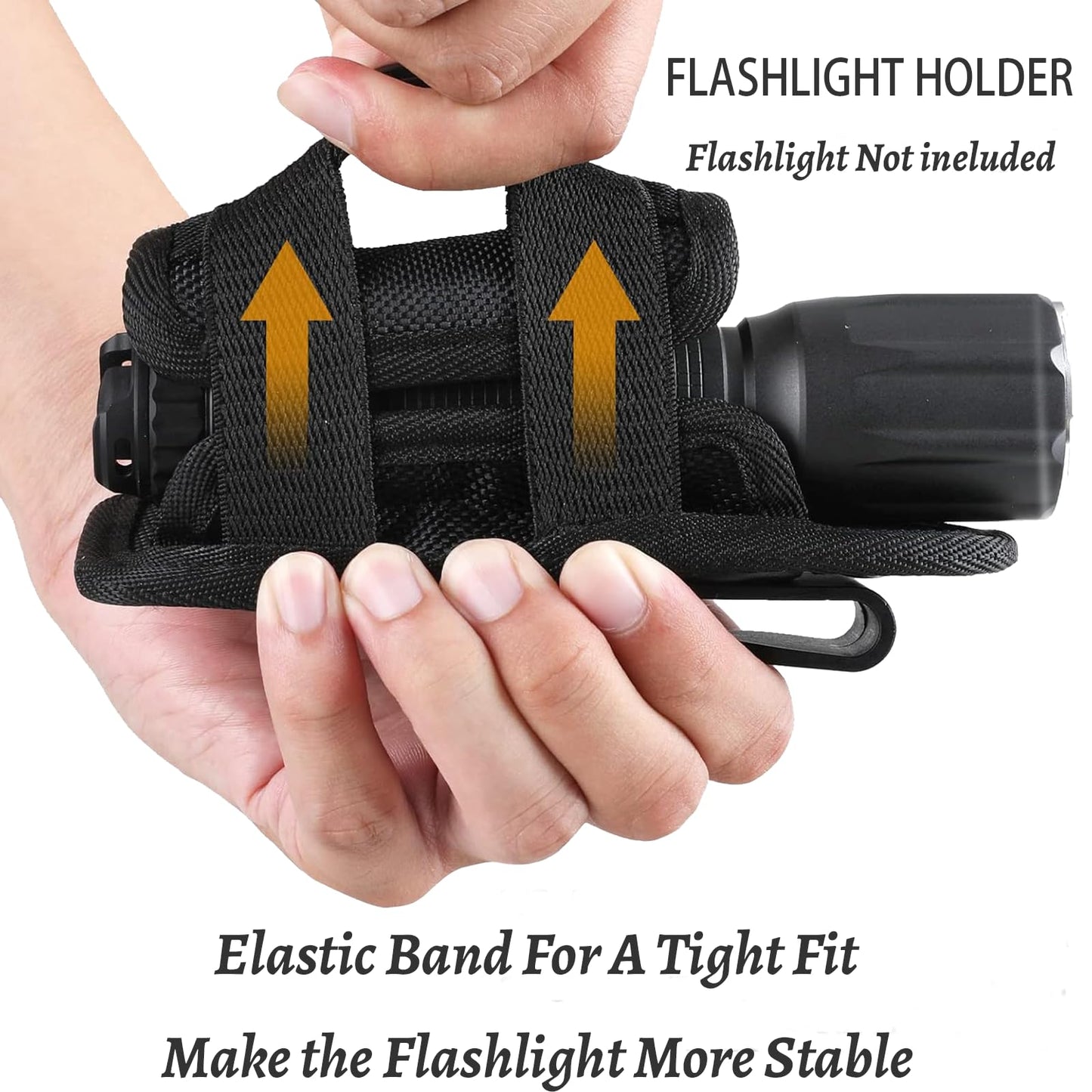 Hynhsun Tactical Flashlight Pouch Holster，Rotatable Flashlight Pouch with 360 Degree Carabiner Reel Clip，molle Flashlight Holder for Duty Belt Police Safety Belt