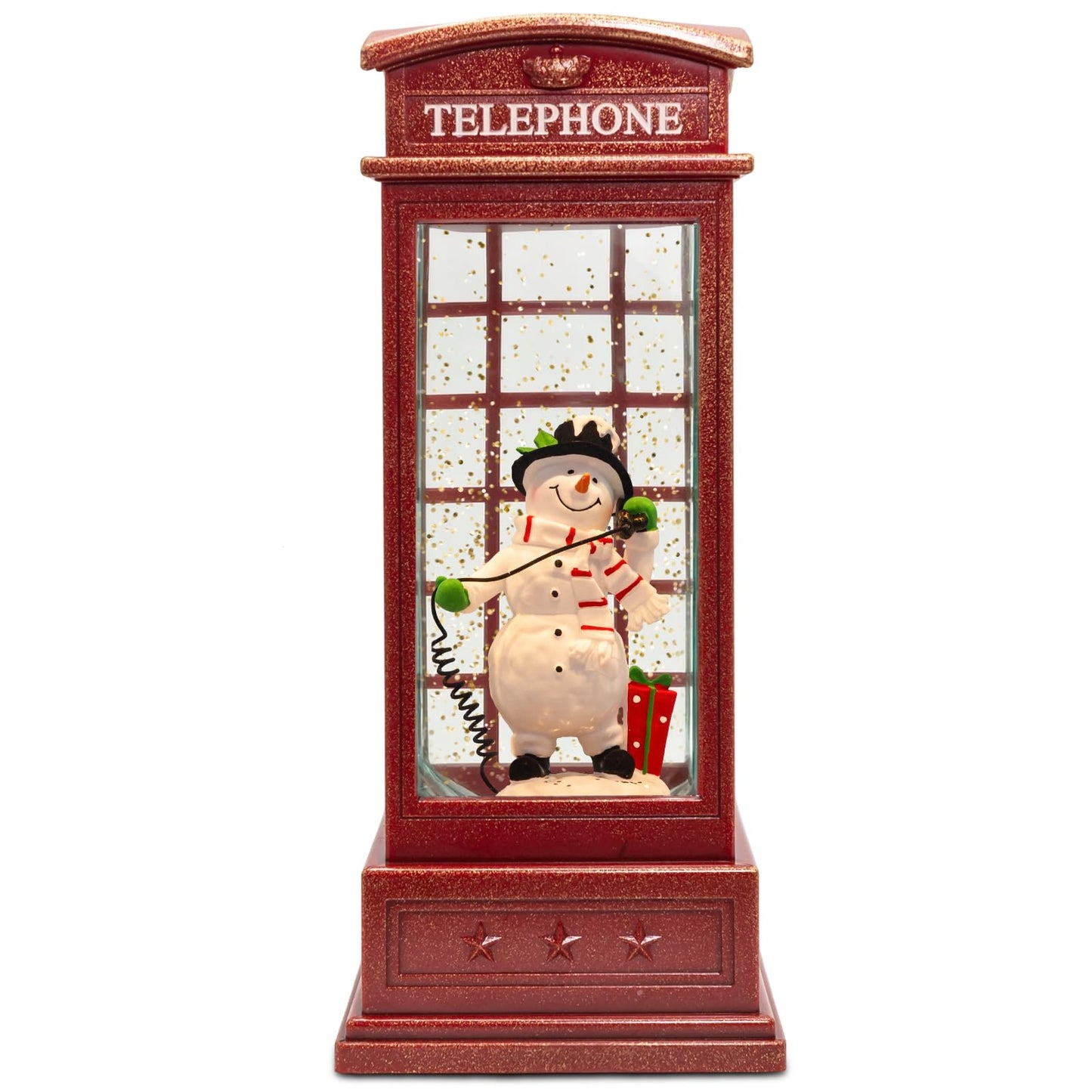 Christmas Snow Globes, 10" Snowman Christmas Glitter Lantern with 8 Songs, 6H Timer Battery & USB Powered Music Box for Christmas Table Decorations