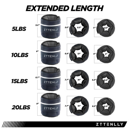 Adjustable Ankle Weights 1-5/10/15/20LBS Pair with Carry Bag - Breathable Fabrics, Reflective Trim - Strength Training Leg Wrist Arm Ankle Walking Weights Sets for Women Men Kids