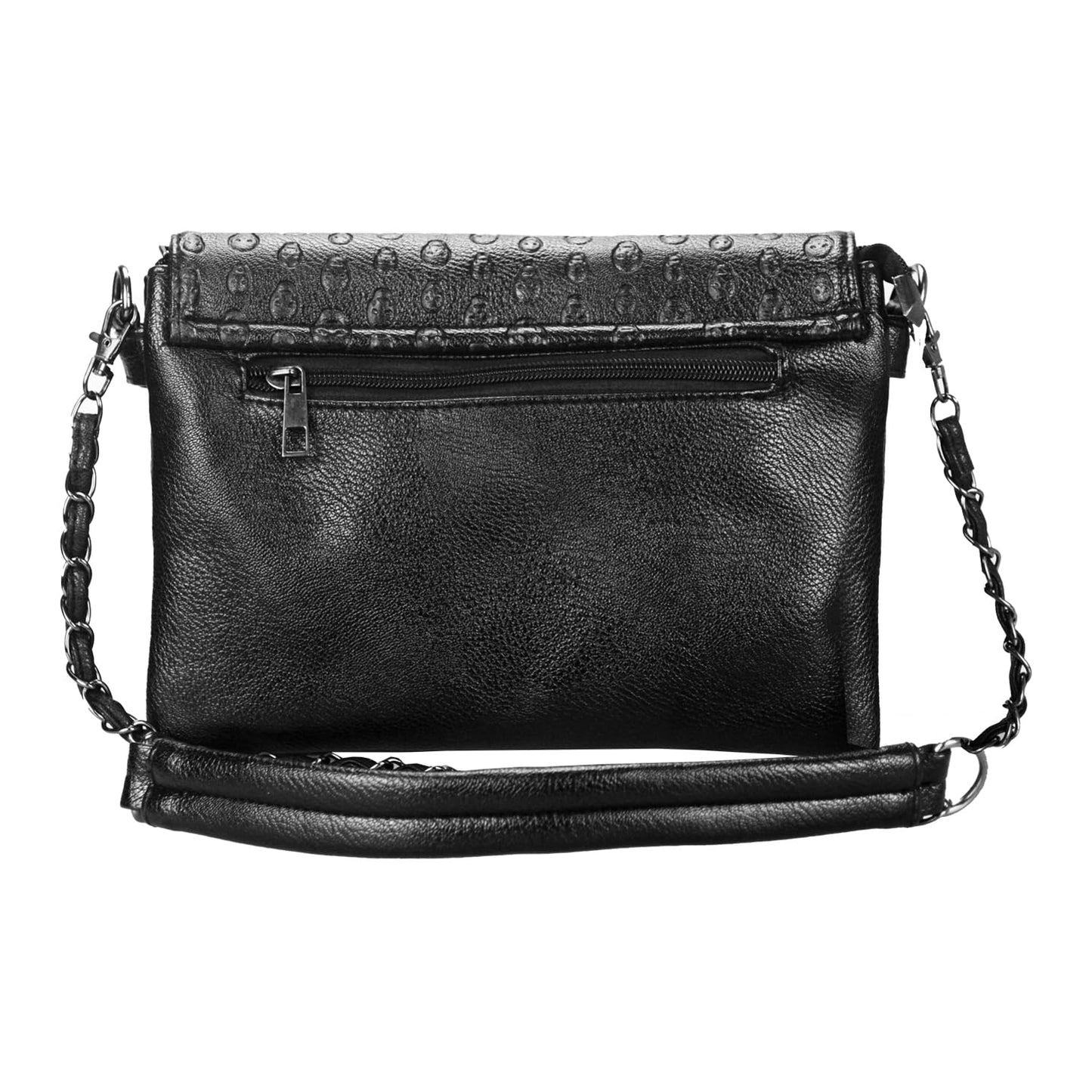 Sibalasi Women Gothic Purse Skull Crossbody bag Rivet Practical Black Shoulder Handbag Halloween purses (A)