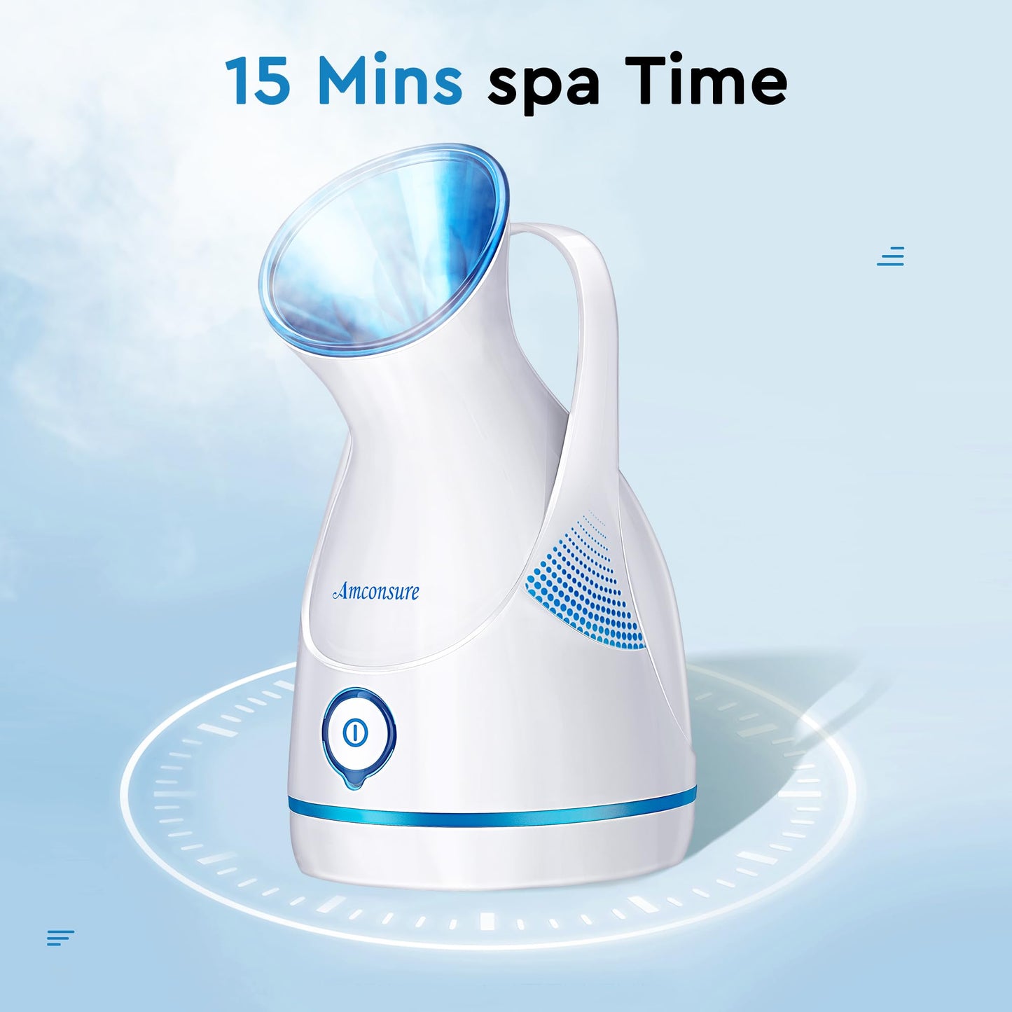 Amconsure Facial Steamer - Nano Ionic Face Steamer Warm Mist Steamer for Home Sauna SPA, Humidifier for Face Steamer for Deep Cleaning Unclogs Pores Sinuses - Bonus 5 Piece Stainless Steel Skin Kit
