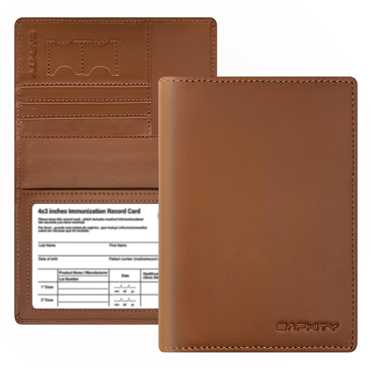 Genuine Leather Passport Holder Wallet Cover for Women and Men,Rfid Travel Wallet Passport Document Holder with Zipper Pocket Gift for Women and Men-Fathers Day Dad Gifts - Brown