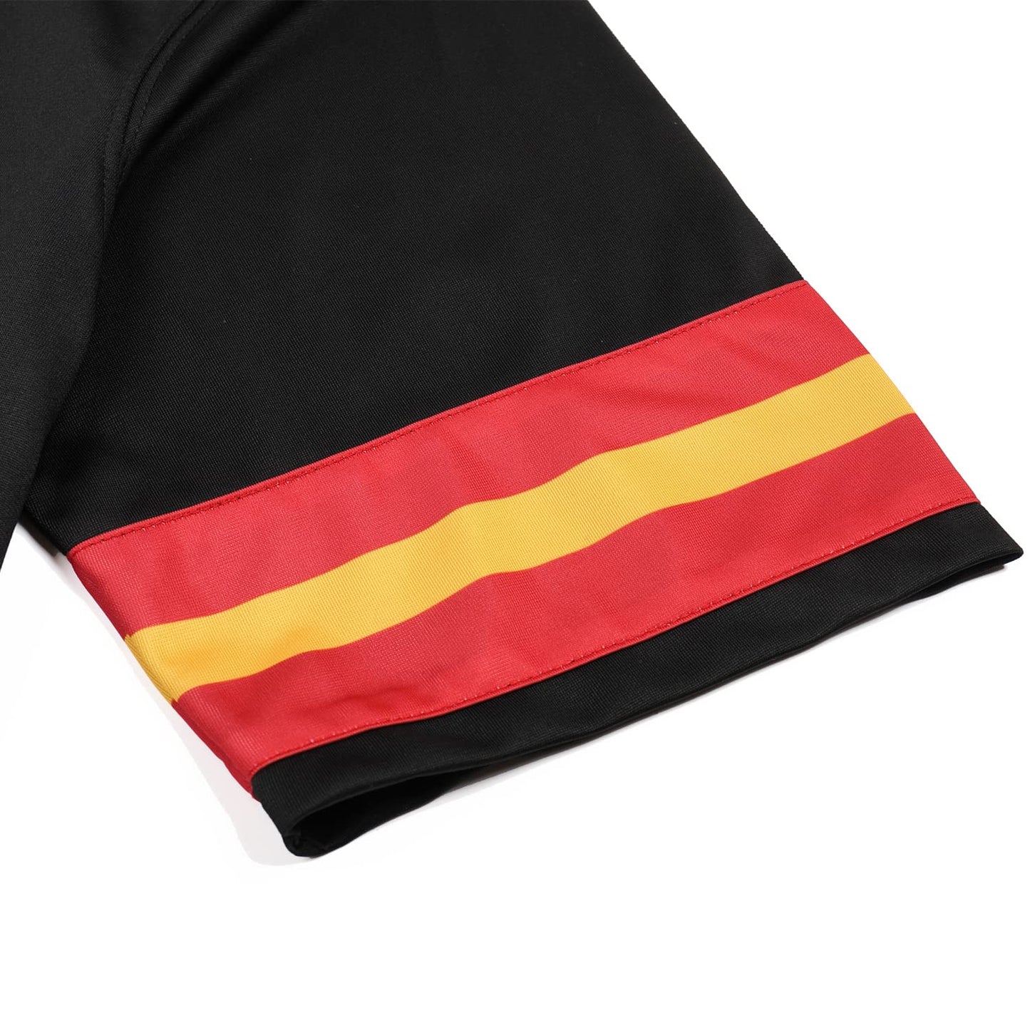 DEHANER American Blank Football Jersey Replica Mesh Halloween T-Shirts V-Neck Fashion Sports Pullover Red/Yellow Stripe-Black Jersey Size 2X-Large