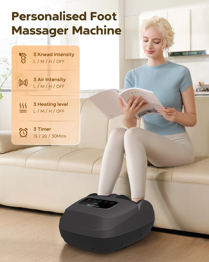 Shiatsu Foot Massager Machine with Heat, 2025 Upgrade Deep Kneading, Full Foot Massager with Remote for Plantar Fasciitis, Neuropathy, Birthday Gifts for Women Mom Men Dad, Up to Foot Size 14