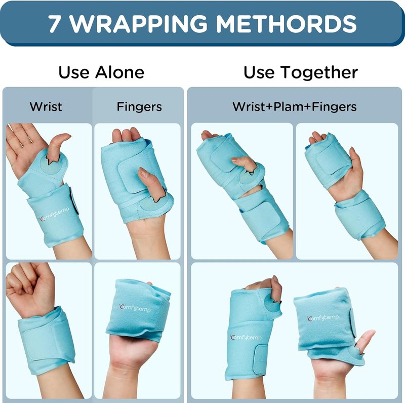 Wrist Ice Pack Wrap for Carpal Tunnel Relief | Reusable Gel Compress for Hand Pain - 2 Packs