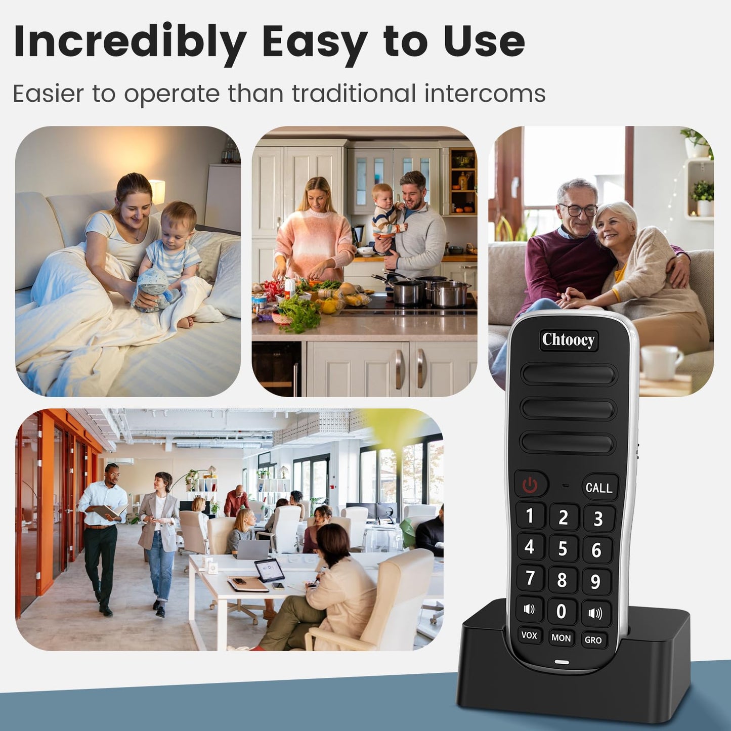 Intercoms Wireless for Home, 1 Mile Long Range for House Business Office, Handheld Room to Room Communication System, Rechargeable Loud & Clear 10-Channel Anti-Interference Intercom System