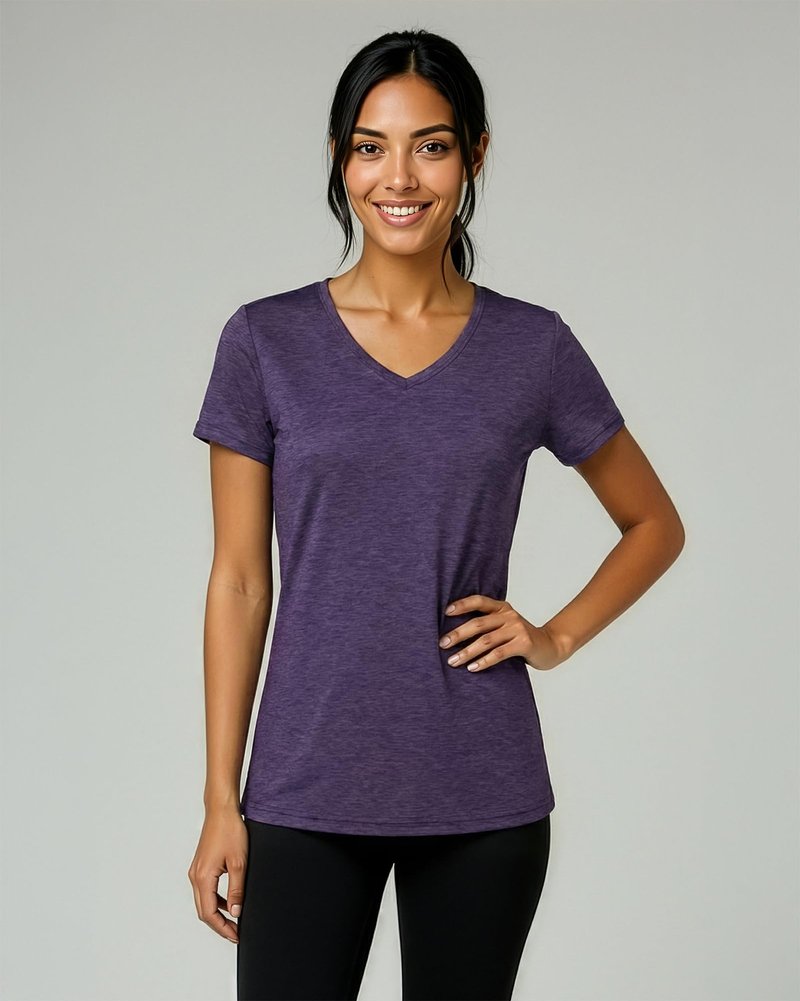Real Essentials 5 Pack: Women's Dry-Fit Short Sleeve V Neck T Shirt Workout Fitness Yoga Top Tee, Set 14, XL