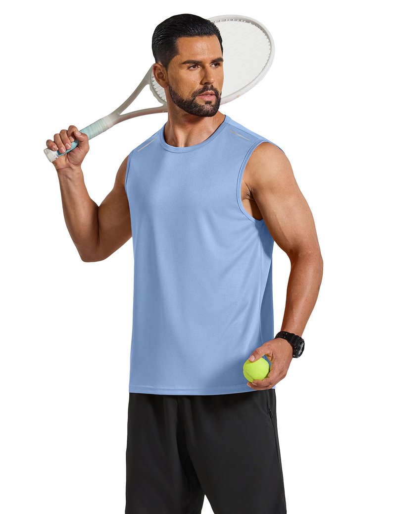 COOFANDY Men's Tank Shirts Lightweight Muscle Tank Top Sleeveless Boxing Shirts Fpr Men Summer Casual Tanks Light Blue