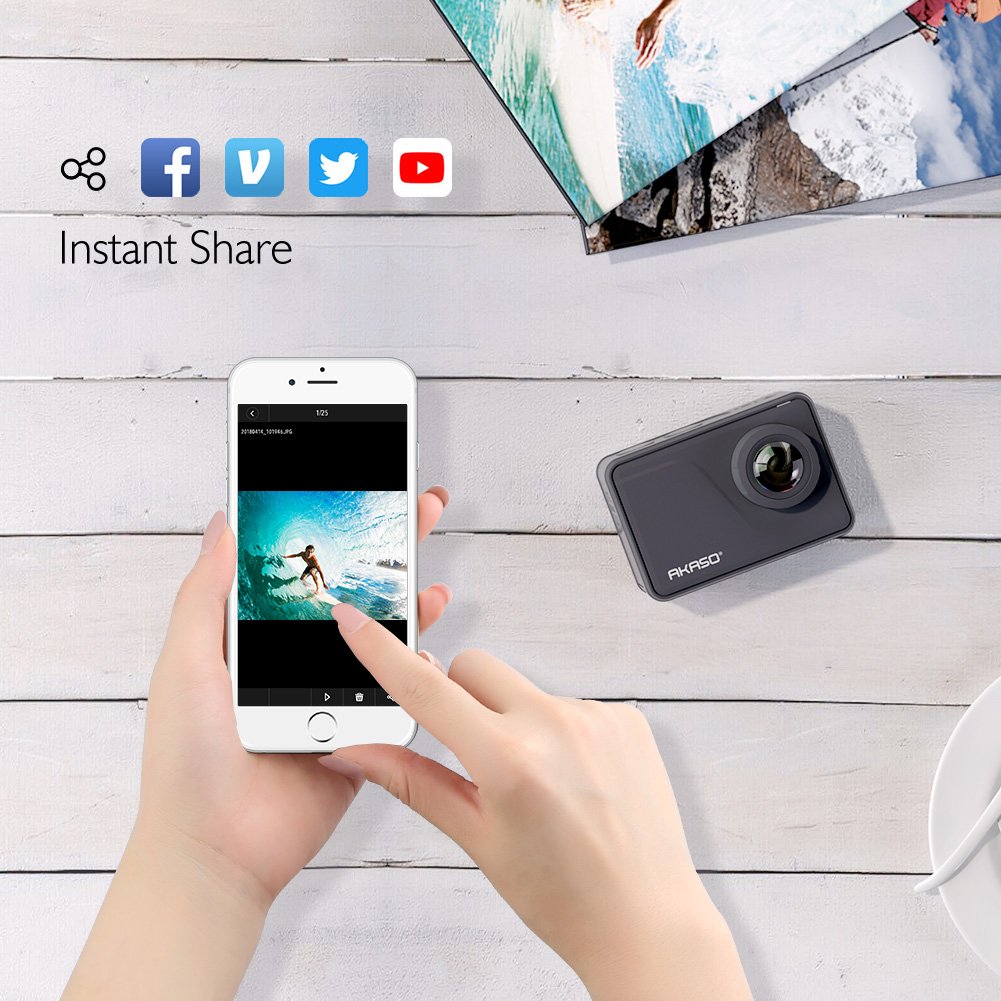 AKASO V50 Pro Native 4K30fps 20MP WiFi Action Camera with EIS Touch Screen 100 feet Waterproof Camera Web Camera Support External Mic Remote Control Sports Camera with Helmet Accessories Kit