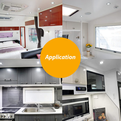 Dream lighting 12V RV Interior LED Puck Lights Recessed Kitchen Ceiling Cabinet Cool White Lighting 2.8inch, Chrome Shell, Pack of 10