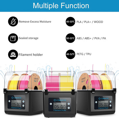 Comgrow 3D Printer Filament Dryer Box SH01, 3D Filament Storage, Keeps Filaments Dry During 3D Printing, Compatible with 1.75mm/2.85mm PLA PETG ABS Material, Filament Dryer, Spool Holder