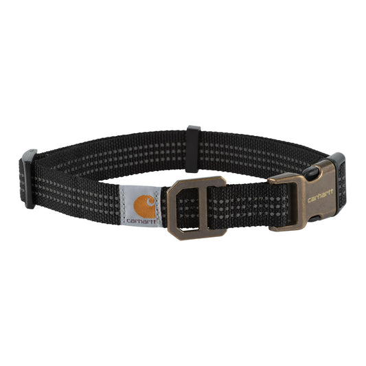Carhartt Fully Adjustable Nylon Webbing Collars for Dogs, Reflective Stitching for Visibility, Black (Nylon Webbing), Medium