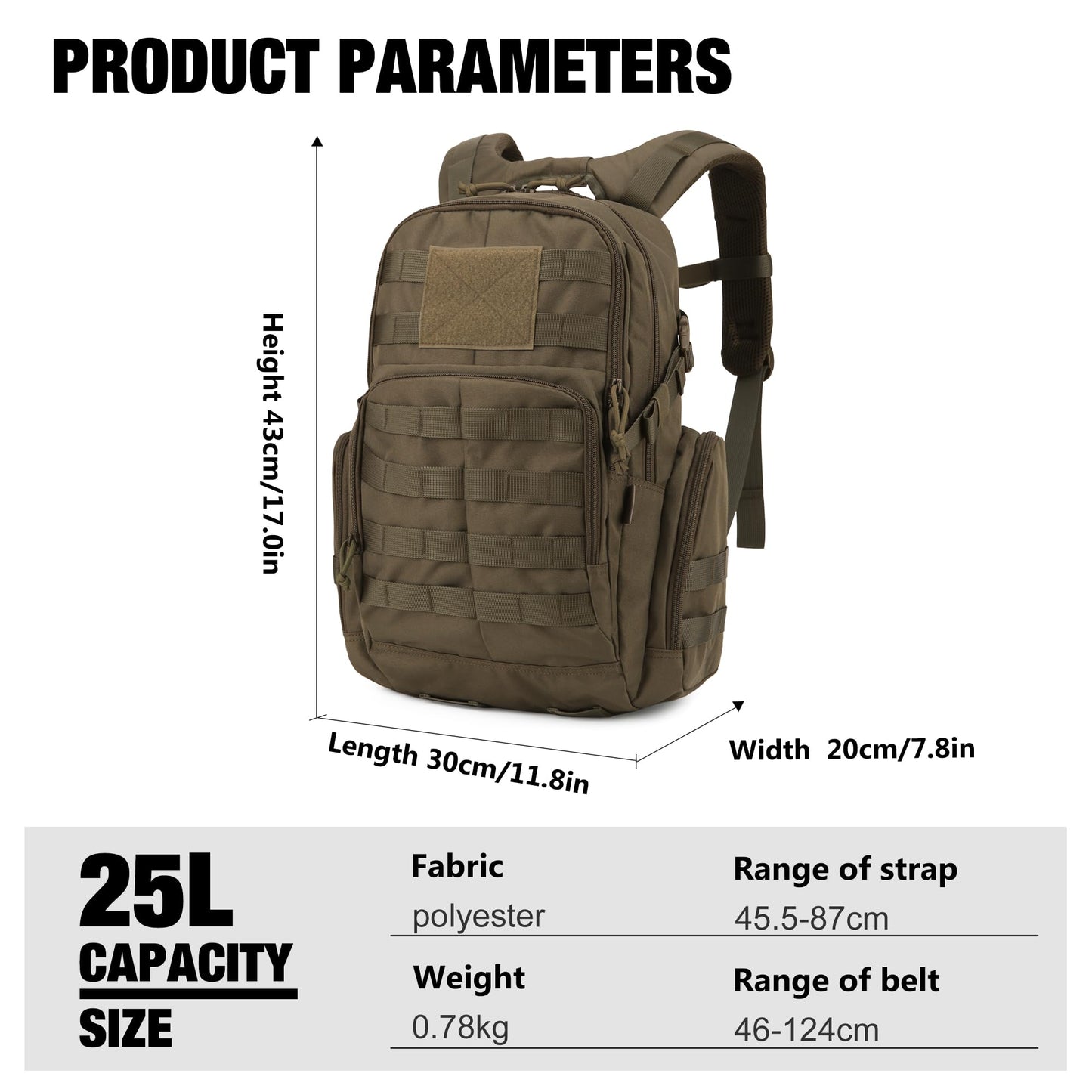Mardingtop 25L Military Tactical Backpack Practical Rucksack for Men with Molle System Outdoor Hiking Backpack Army Backpack for Hiking, Traveling, Mountaining