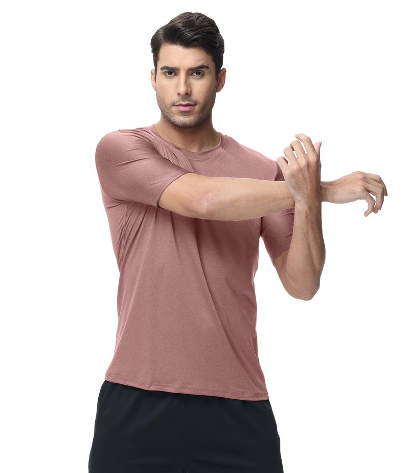 Kinglaman 6 Pack Mens Quick Dry Short Sleeve Shirts Moisture Wicking Sun Protection UV UPF SPF Workout T-Shirt 1 Black 1 Gray 1 Heather Gray 1 Blue 1 Red 1 Green Large