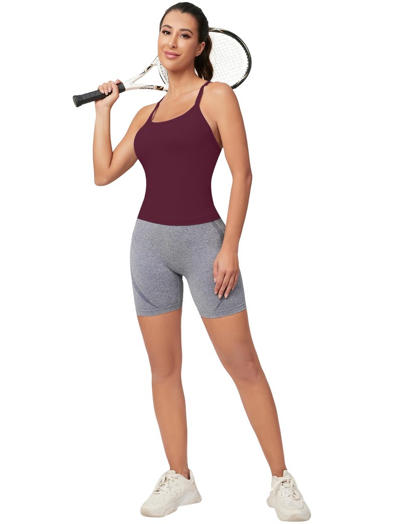 MathCat Workout Tank Tops for Women with Built in Bra, Sleeveless Gym Tops Seamless Racerback Athletic Yoga Shirts Grape