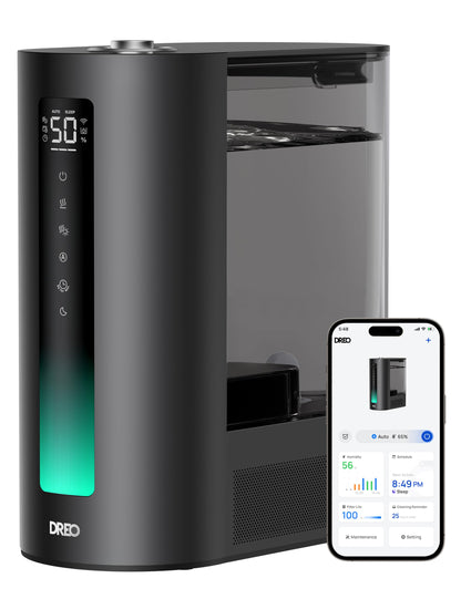 Dreo 6L Humidifiers for Bedroom, Smart Warm & Cool Mist for Large Room, 60Hr Quiet Runtime for Baby, Plant, Humidity Sensor, Indicator Light, 12H Timer, Google/Alexa, HM713S