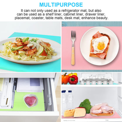 8 Pcs Refrigerator Liners, Fridge Liner and Mats Washable, Refrigerator Shelf Liners for Glass Shelves, Protects Against Spills Waterproof Table Placemats Cupboard Cabinet Drawer Covers Pads, PSISO