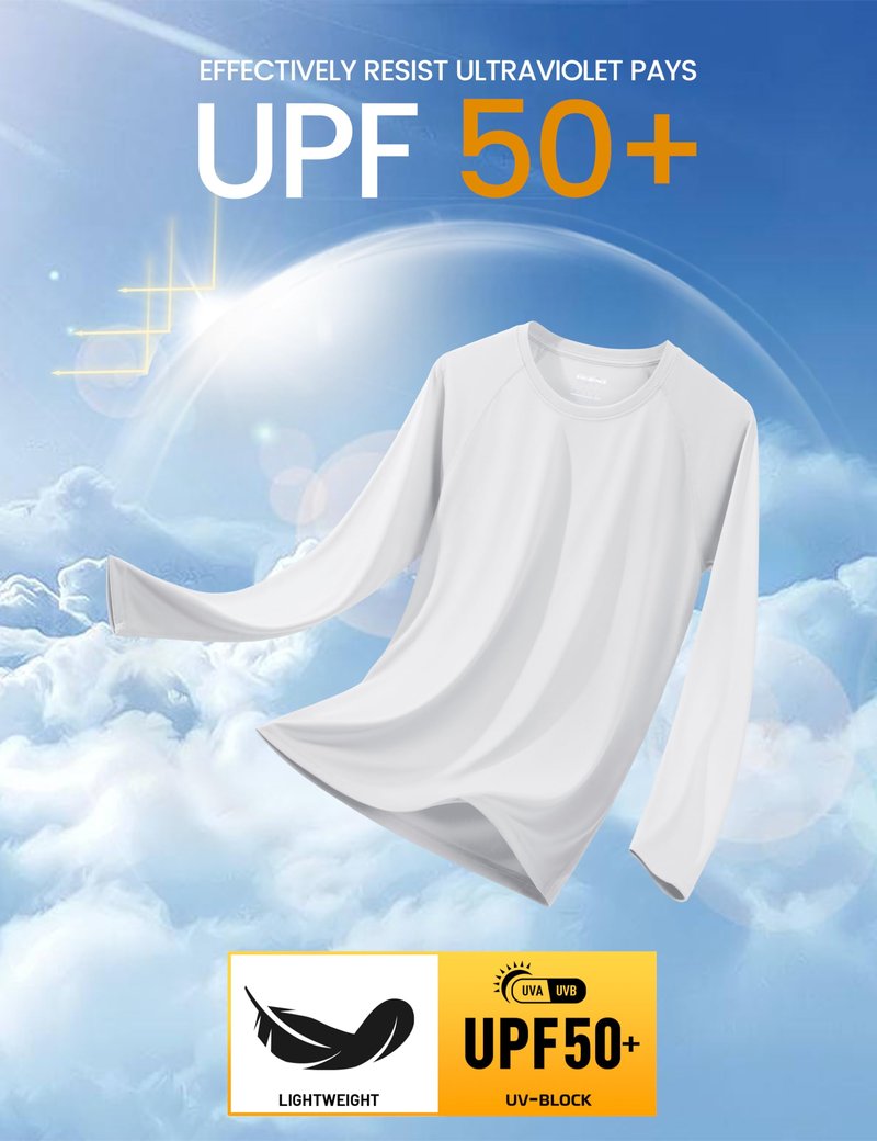 MAGCOMSEN Men's Rash Guard Swim UPF 50 UV Sun Protection Athletic Long Sleeve Shirt for Fishing, Running, Hiking, Gym,Workout White