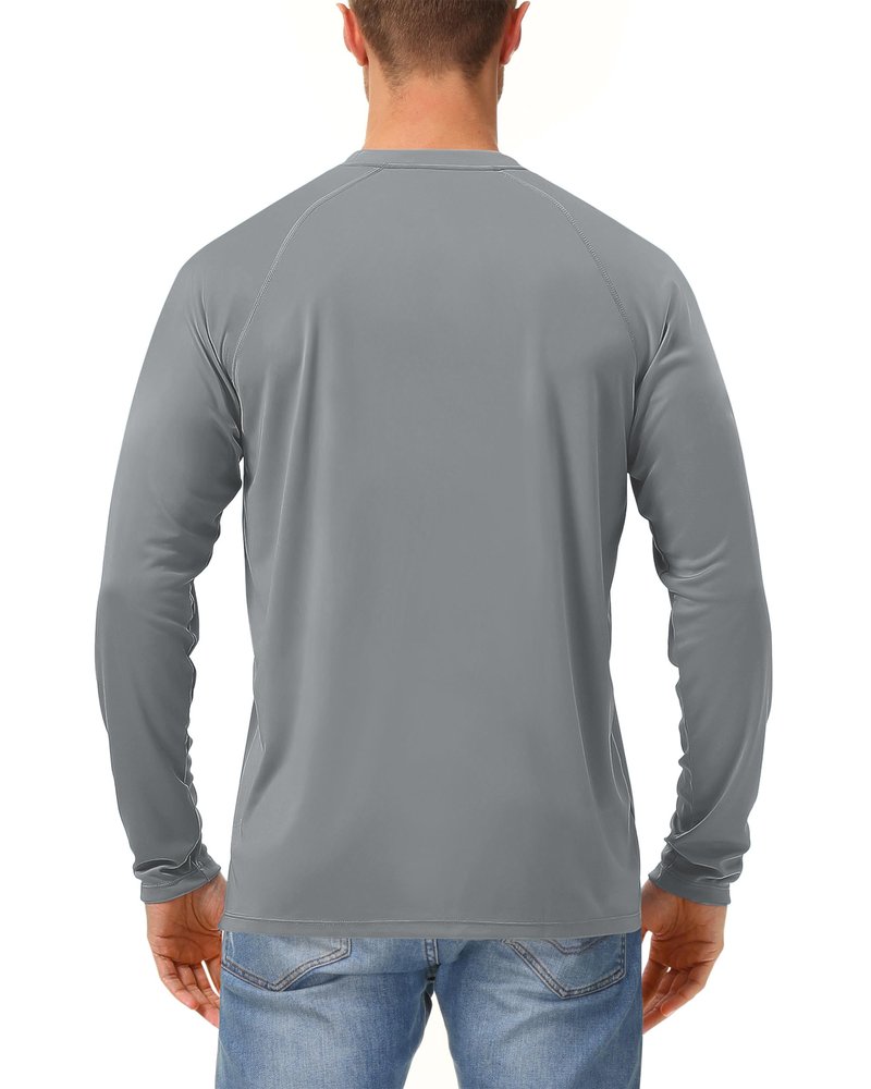 isnowood Sun Protection Shirts for Men, UPF 50+ Long Sleeve, UV Quick Dry Rash Guard Swim Shirt for Fishing Hiking Running