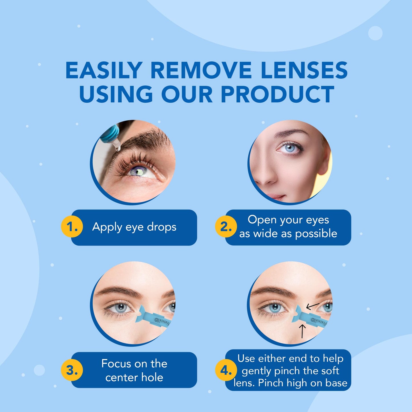 OptiWand 2 Pack - Small Portable Soft Contact Lens Removal & Insertion Tools - Silicone Rubber Eye Lens Inserter & Remover Device with Pincher End & Finger Grips Safe & Easy to Use, Travel Size 1.75"
