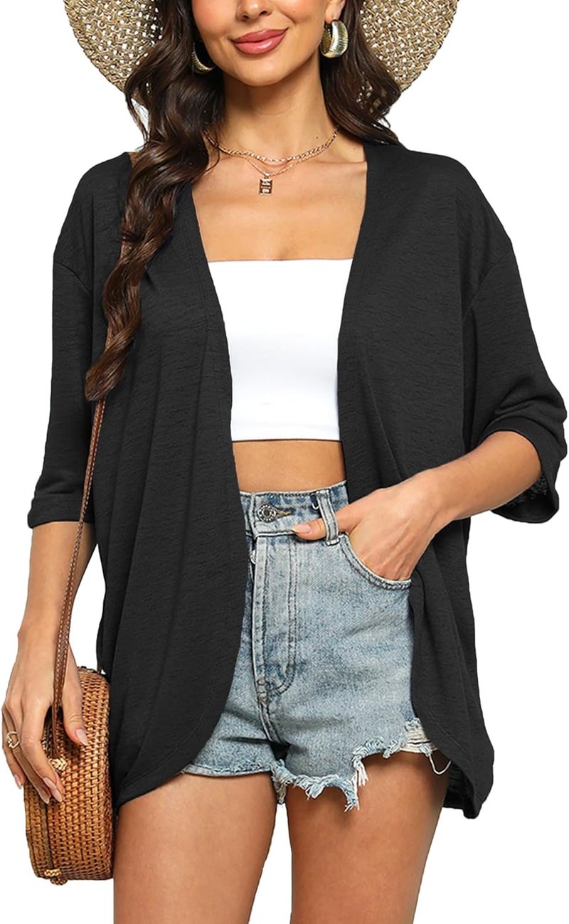 Lightweight Women's Summer Kimono Cardigan - Short Sleeve Beach Cover-Up
