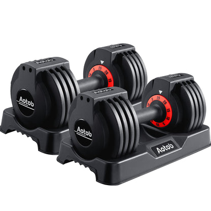 AOTOB 25/55 LBS Adjustable Dumbbell Set, Anti-Slip Fast Adjusting with Turning Handle, Adjustment for Men and Women, Weights Pair for Compact Home Gym Exercise Strength