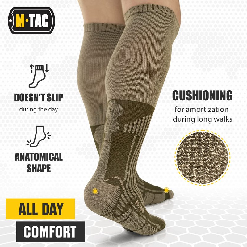 M-Tac Knee High Tactical Socks 2 Pack - Military Lightweight Coolmax Moisture Wicking Army Combat Socks (OCP, M)