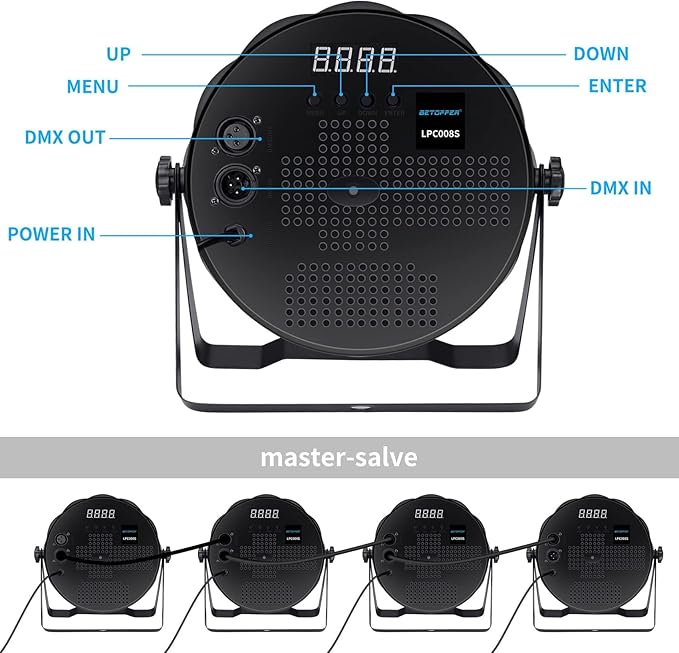 BETOPPER LED Par Lights 54 x 1.5W, RGB Stage Lights DMX DJ Lighting Sound Activated with Stand, Strobe Light & Wash Par Lighting DMX for Parties, Church, Wedding, Bars, 12
