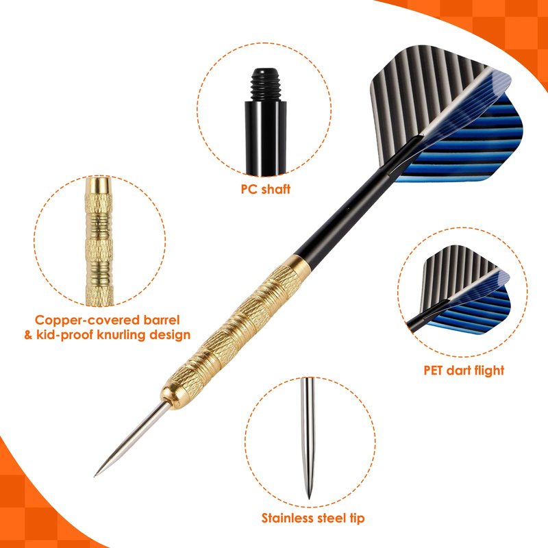 MaxMau 18 pcs Steel Tip Darts Set for Dartboard Metal Point Aluminum Foil Dart Flights