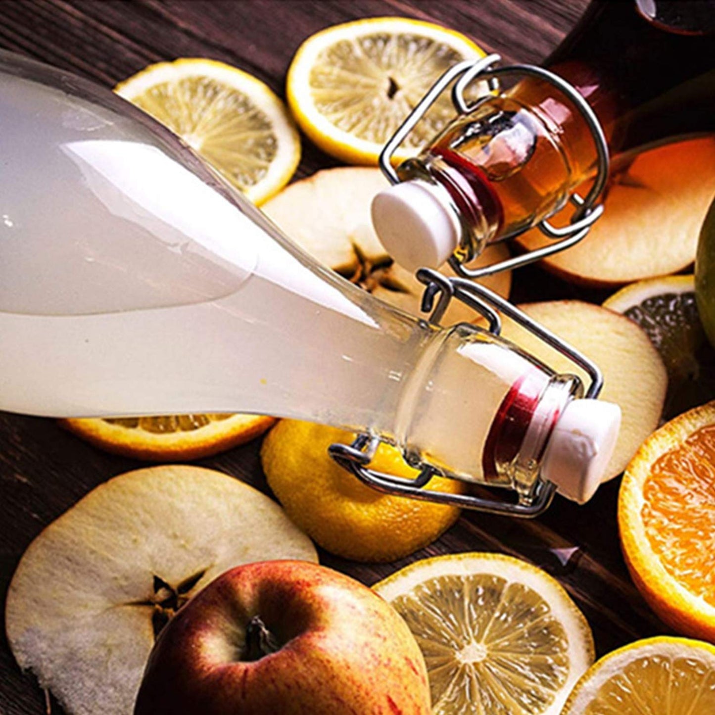 Encheng 8oz Glass Bottles With With Air Tight Lids,Beer Bottles For Home Brewing 250ml,Kombucha Bottles For Beverages,Kefir,Food Storage,Leak Proof,Dishware Safe 16 Pack