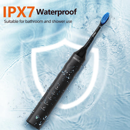 Electric Toothbrush, Sonic Toothbrush, Electric Toothbrush Adult with 3 Intensities 5 Modes, 40000 VPM & IPX7, Ultrasonic Toothbrush Electric with 90-Day Battery Life and Timer, Knight Black