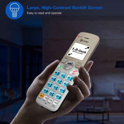 AT&T DL72219 DECT 6.0 2-Handset Cordless Phone for Home with Connect to Cell, Call Blocking, 1.8" Backlit Screen, Big Buttons, intercom, and Unsurpassed Range