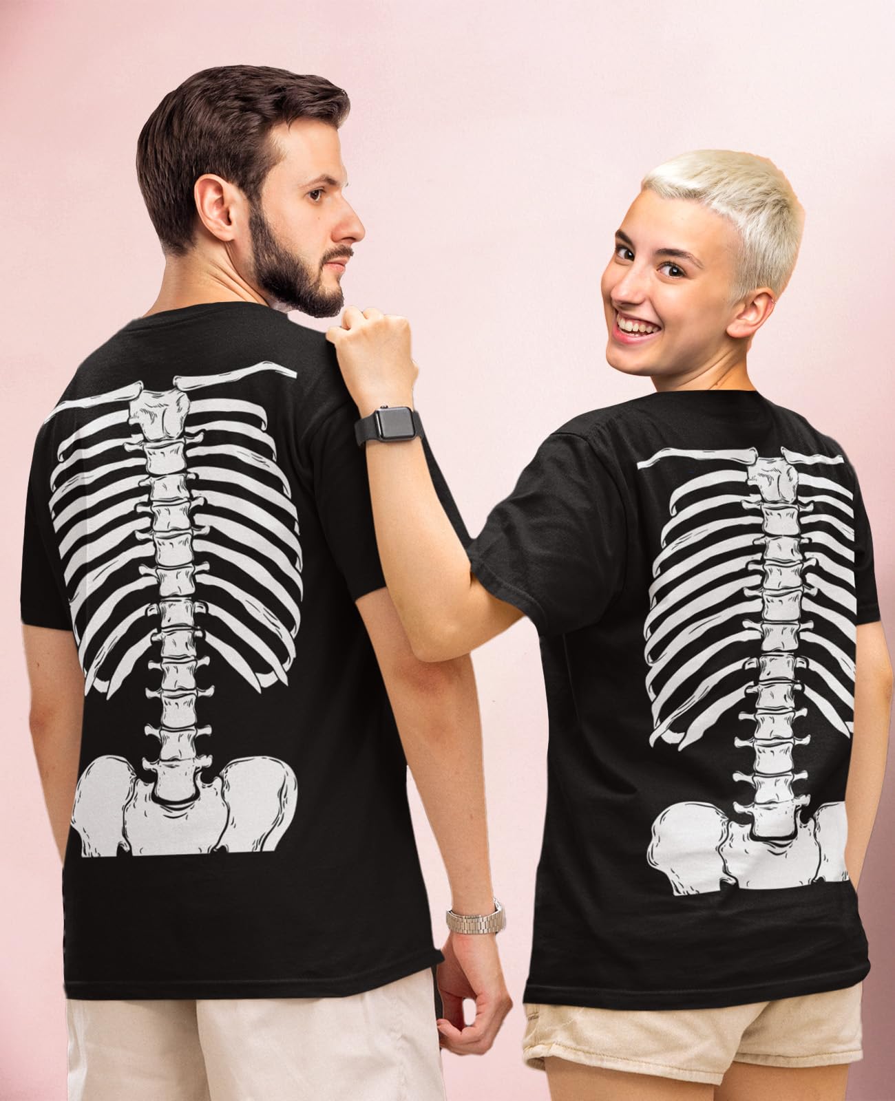 Tstars Skeleton Ribcage Shirt for Men - Xray Front and Back Halloween Outfit with Casual Funny Bones Print Tee XXXXX-Large Black